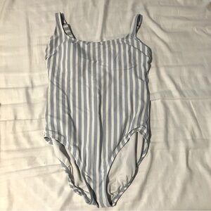Time and Tru Blue and White Striped One Piece Swimsuit